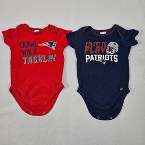 Gerber NFL New England Patriots 0-3M Infant Bodysuit Set Red Navy Blue 2 Pack
